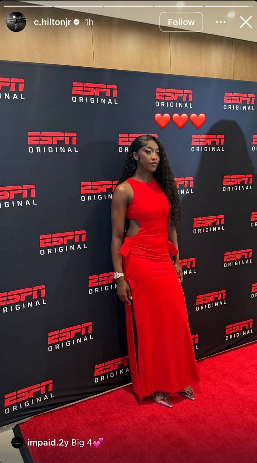 LSU WR Chris Hilton Jr. shows love to GF Flau'jae Johnson as he shares glamorous snap of star hooper - Image source: Instagram/c.hiltonjr